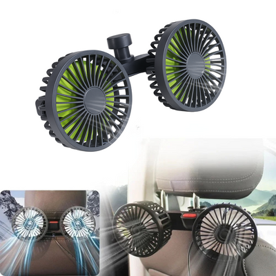 Portable Dual-Head Car Seat Cooling Fan – 360° Adjustable USB Electric Fan for Backseat, Kids