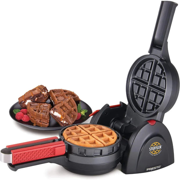 Presto 5 in. 900-Watt Black Belgian Stuffler Stuffed Waffle Maker