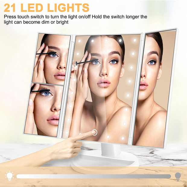 Portable Lighting Makeup Mirror with Lights and Magnification – Natural, Warm & Cool Lighting for Precise Beauty