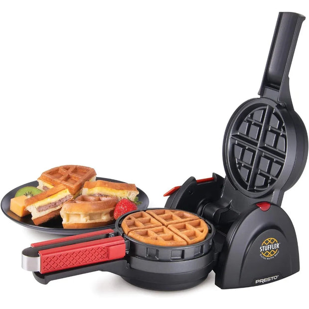 Presto 5 in. 900-Watt Black Belgian Stuffler Stuffed Waffle Maker