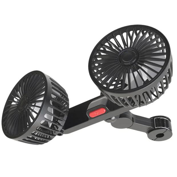 Portable Dual-Head Car Seat Cooling Fan – 360° Adjustable USB Electric Fan for Backseat, Kids