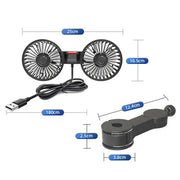 Portable Dual-Head Car Seat Cooling Fan – 360° Adjustable USB Electric Fan for Backseat, Kids