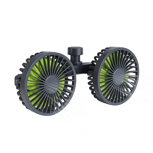 Portable Dual-Head Car Seat Cooling Fan – 360° Adjustable USB Electric Fan for Backseat, Kids